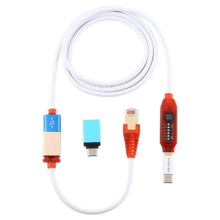 Versatile All-in-One Boot Cable for GSM Device Repair with USB-C, RJ45 adapter and mode switch for flashing and data transfer