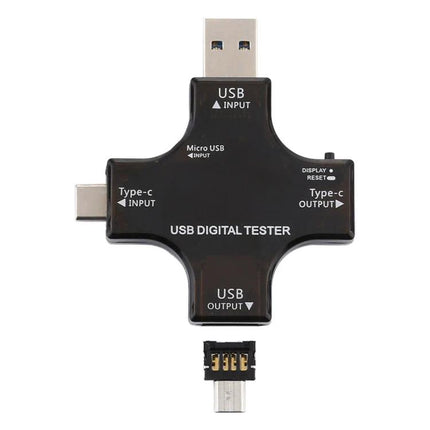 Multifunctional USB Safety Tester for Monitoring Charging Devices - compact USB digital tester with Type-C, Micro USB and USB inputs/outputs
