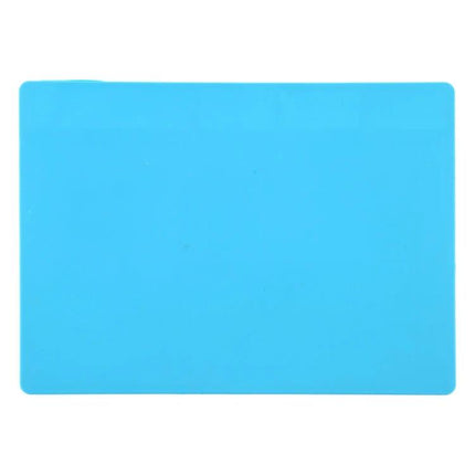 Insulation Heat-Resistant ESD Mat for Repair Work, 28 x 20 cm - blue compact anti-static heat-resistant repair mat with pre-drilled holes for screws and ICs