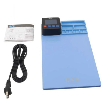 CPB Heating Pad for LCD Screen Repairs with US Plug blue heating pad kit with digital controller, power cord, and organizer tray