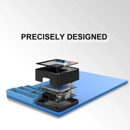 CPB Heating Pad for LCD Screen Repairs with US Plug, exploded view showing precise design and components on blue heating mat