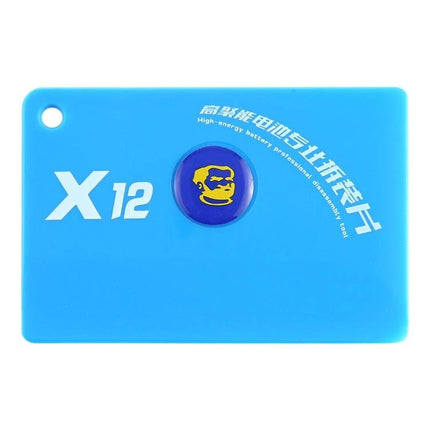 Mechanic Anti-Static Tool for Safe Phone Battery Removal blue plastic pry card with X12 marking and suction pad