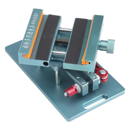 XHZC Rotating PCB Fixture for Mobile Phone Mainboard Repairs - adjustable vise holding smartphone motherboard for precise soldering and component access