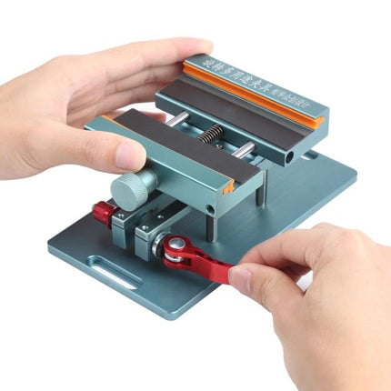 XHZC Rotating PCB Fixture for Mobile Phone Mainboard Repairs holding a smartphone motherboard steady for precise soldering and adjustments