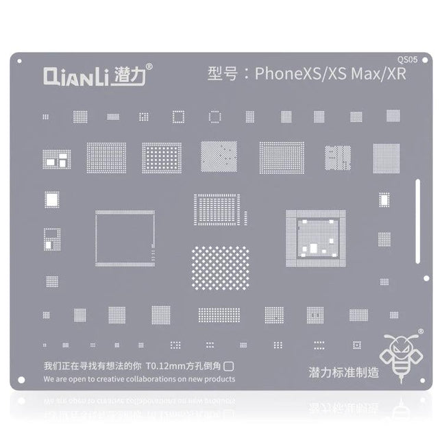 QIANLI Bumblebee Stencil for iPhone XR, XS, and XS Max Repairs stainless steel BGA/IC alignment template for precise chip rework