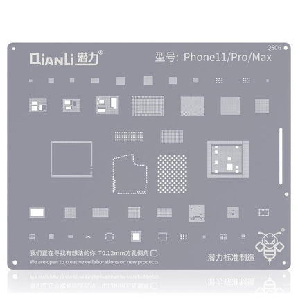 Qianli Bumblebee Stencil for iPhone 11 Series Repairs precision BGA/IC rework stencil with square hole alignment for iPhone 11/11 Pro/11 Pro Max