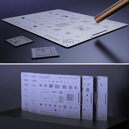 Qianli Bumblebee Stencil for iPhone 11 Series Repairs - precision BGA/IC alignment stencil with square hole design for accurate soldering and component placement