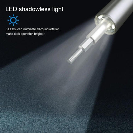 28-in-1 Precision Electric Screwdriver for Home Repairs with LED shadowless light focusing on bit tip for tight, dark spaces