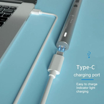 28-in-1 Precision Electric Screwdriver for Home Repairs shown with Type-C charging cable and indicator light, compact design for furniture and gadget fixes
