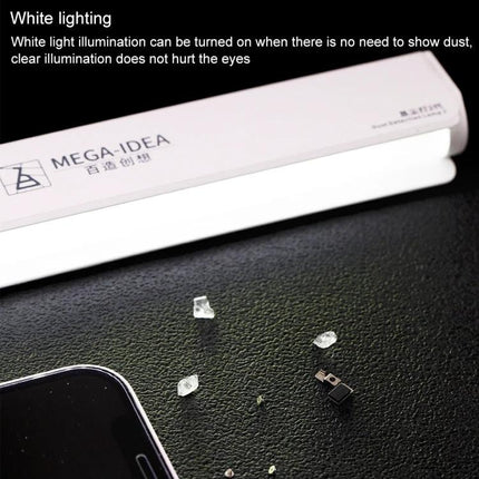 Green LED Dust Lamp for Detecting Phone Screen Dust and Cracks - handheld inspection light showing dust and debris on smartphone screen