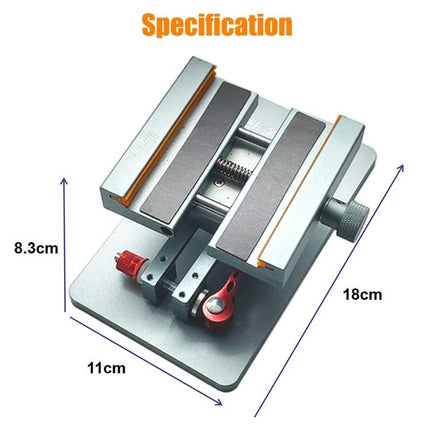 Adjustable Rotating PCB Fixture with 4-in-1 Crowbar Set for Phone Repair, metal PCB holder with clamp, dimensions 18x11x8.3cm