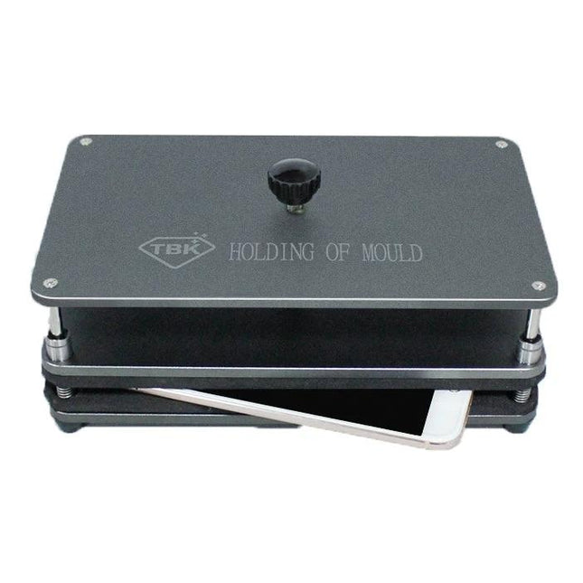 TBK Universal Pressure Mold for iPhone and Android Screen Repair - metal holding mold applying even pressure to smartphone screen