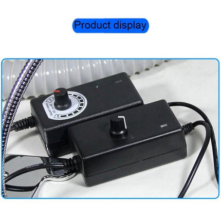 TBK Anti-Static Smoke Evacuator for Mobile Phone Repair showing dual control units and flexible hose for soldering smoke removal