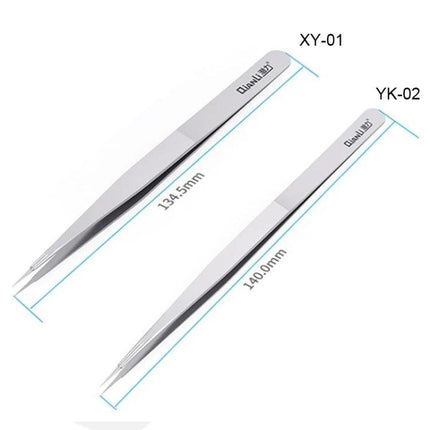 Qianli iNeezy Stainless Steel Pointed Tweezers for Repairs – pair of pointed stainless steel precision tweezers 134.5mm and 140mm for mobile phone and electronics repair