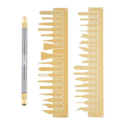 Mechanic Precision Glue Remover Knife Set for Electronics - precision 0.1mm AAAA steel blades with ergonomic metal handle for circuit board adhesive removal