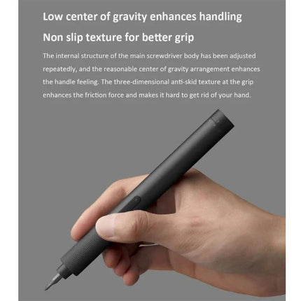 Xiaomi Mijia 25-in-1 Rechargeable Precision Screwdriver for Repairs handheld view showing non-slip textured grip and compact design