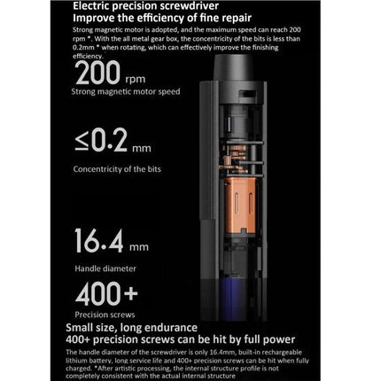 Xiaomi Mijia 25-in-1 Rechargeable Precision Screwdriver for Repairs compact electric precision screwdriver with magnetic motor and 200 rpm