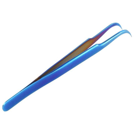 Vetus Bright Blue Curved Tweezers for Device Repair - precision curved-tip tweezers for picking screws and small components in smartphone and electronics repair