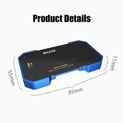 AIXUN FT06 Pro Professional Reballing Platform for iPhone X through 11 Pro Max compact blue reballing fixture with dimensions 95x55x11mm
