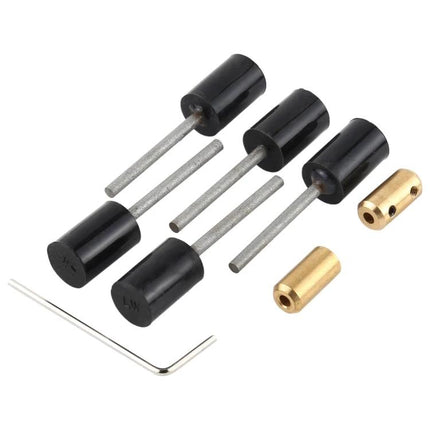 Martview Magic Scrub LCD Glue Remover Head Set of 5 Pieces – five black scrub heads with metal shanks and brass adapters for LCD adhesive removal