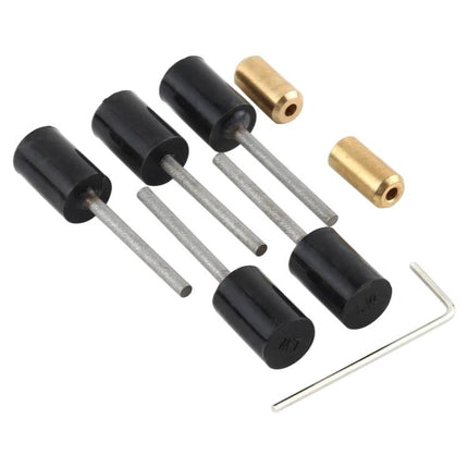 Martview Magic Scrub LCD Glue Remover Head Set of 5 Pieces - five black scrub heads with metal shafts and brass fittings for LCD adhesive removal
