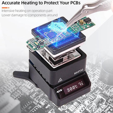 Miniware Portable Mini Hot Plate Preheater for Everyday Heating heating a PCB with precise temperature control 300°C compact MHP30