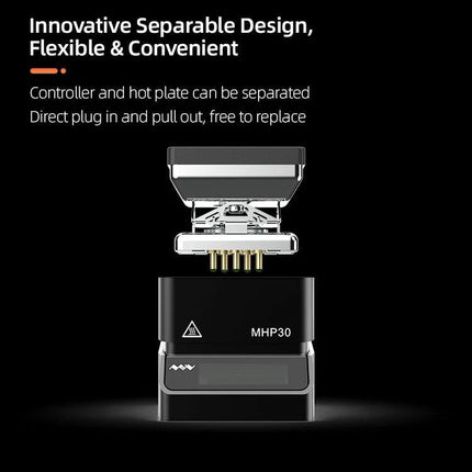 Miniware Portable Mini Hot Plate Preheater for Everyday Heating - separable compact hot plate showing detachable controller and hot plate