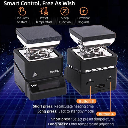 Miniware Portable Mini Hot Plate Preheater for Everyday Heating compact 10cm portable preheater showing dual-unit design and control buttons