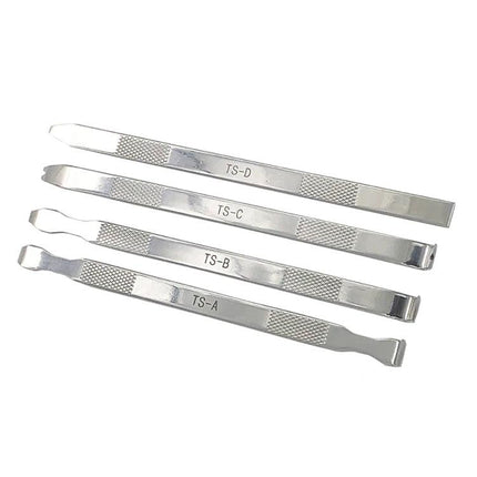4 in 1 Multifunction Metal Crowbar Set for Device Repair – durable metal pry bars for disassembling phone screens and covers, labeled TS-A to TS-D