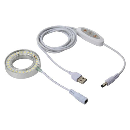 LED Ring Light for Everyday Microscope Observations - USB-powered circular LED ring light with dimmer for stereo microscope and macro photography
