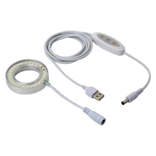 LED Ring Light for Everyday Microscope Observations - USB-powered circular LED ring light with dimmer for stereo microscope and macro photography