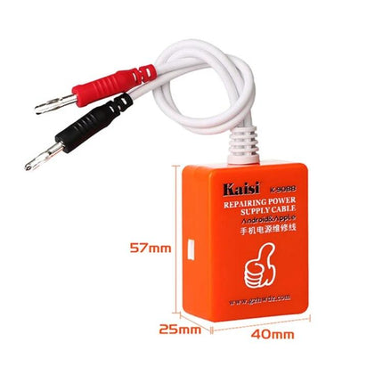 Kaisi K-9088 Repair Power Supply Cable for Android and iPhone orange tester box with red and black banana leads