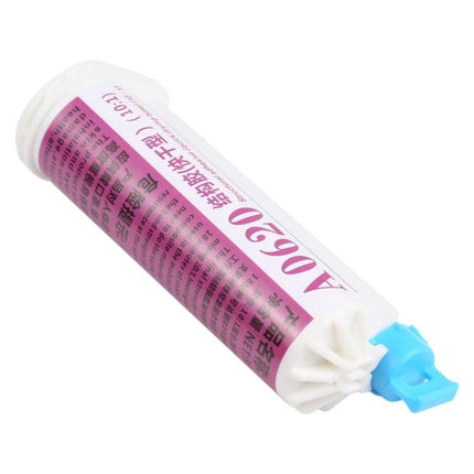 50ml Two-Part AB Adhesive for Frame and Cover Bonding cartridge angled with blue dual-syringe nozzle, ideal for phone and tablet repairs