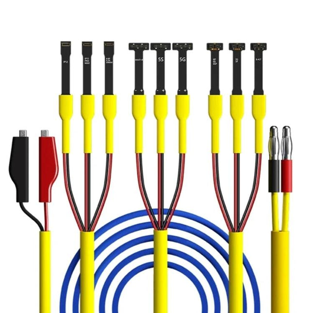 Mechanic iP9 Pro Battery Test Cable for iPhone 5-12 Series and iPad Mini – yellow multi-connector battery test leads for mobile repair