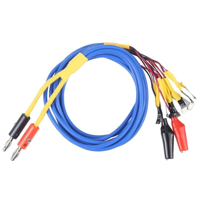 Mechanic iP9 Pro Battery Test Cable for iPhone 5-12 Series and iPad Mini - blue test cable with banana plugs and alligator clips for battery diagnostics