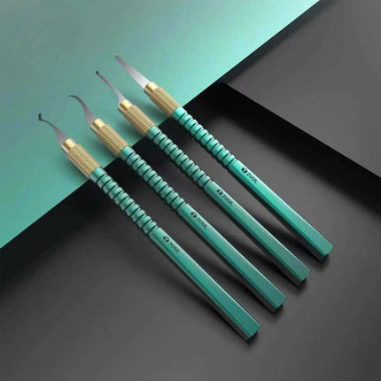 2UUL 5 in 1 Multifunctional Tool for Electronics Repair showing four teal prying blades with gold grips for CPU and IC removal