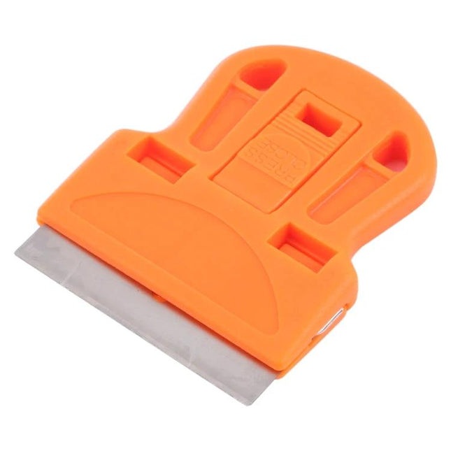 Mini Plastic Handle Glue Remover Squeegee for Cleaning Devices - orange plastic scraper for removing adhesive from phones, tablets, interiors