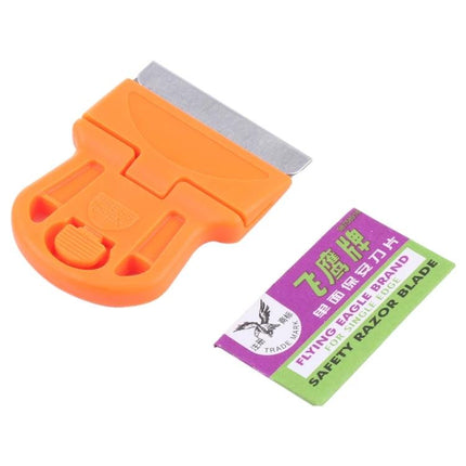 Mini Plastic Handle Glue Remover Squeegee for Cleaning Devices orange scraper with replacement razor blade for phone and tablet adhesive removal