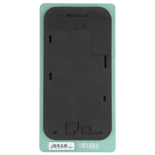 iPhone 13 Screen Repair Positioning Mat with Frame Bezel - metal alignment mat for precise iPhone 13 screen replacements
