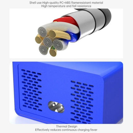 Mechanic iCharge 8M USB Smart Charger with LCD Display and Fast Charging blue unit showing thermal vents and internal wiring