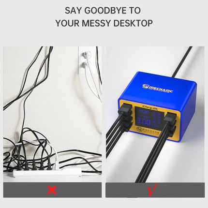 Mechanic iCharge 8M USB Smart Charger with LCD Display and Fast Charging showing tidy multi-device charging setup