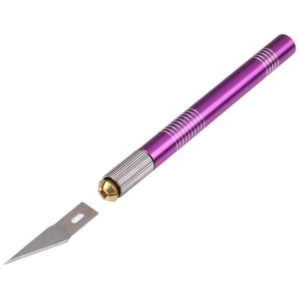 WLXY 14-in-1 Non-Slip Handle Engraving Cutter for DIY Projects purple aluminum handle with precision blade for PCB, phone film, paper cutting