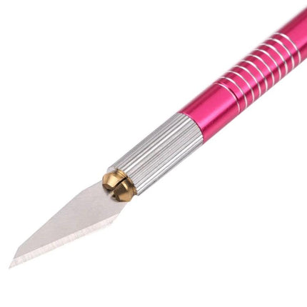 WLXY 14-in-1 Non-Slip Handle Engraving Cutter for DIY Projects pink aluminum non-slip handle close-up blade for precision cutting
