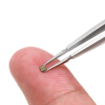 2UUL Hand Polished 3D Tweezer for Precision Crafts and Electronics holding tiny circuit component on fingertip, stainless steel, anti-magnetic