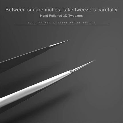 2UUL Hand Polished 3D Tweezer for Precision Crafts and Electronics - stainless steel fine-tip tweezers for PCB assembly and jewelry making