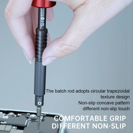 Mechanic & Xili 6-in-1 Magnetic Screwdriver Set for Phone Repairs being used to remove a smartphone screw with textured non-slip grip