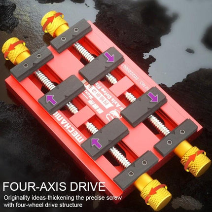 Mechanic MaxxTor Four-Axis Drive Motherboard Repair Fixture red adjustable clamp for holding PCBs during soldering and component repair