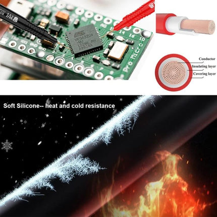 BEST Digital Multimeter Replaceable Probe for Everyday Testing showing probes on circuit board with silicone cable heat and cold resistance