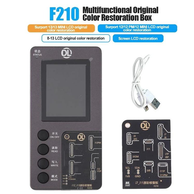 DL F210 Multifunctional Box for iPhone Color Restoration handheld unit with cable and adapter board for screen color matching