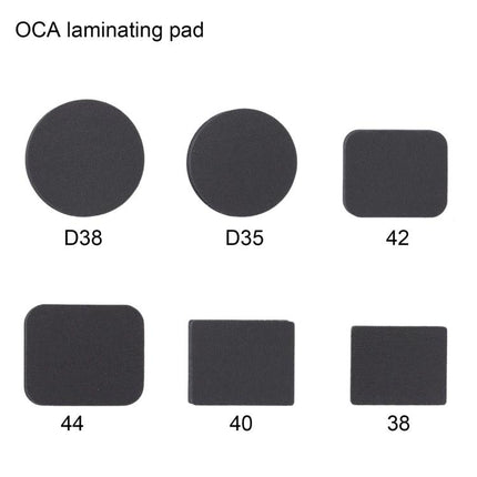 Precision Mold for Apple Watch Screen Repair and Alignment showing various OCA laminating pads (round and square) for positioning and laminating